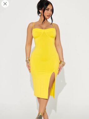 NWT Fashion Nova Diana Cami Midi Dress - Yellow